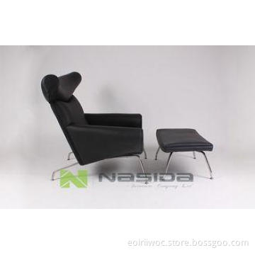 High Back SS Leg OX Living Room Lounge Chairs with Ottoman